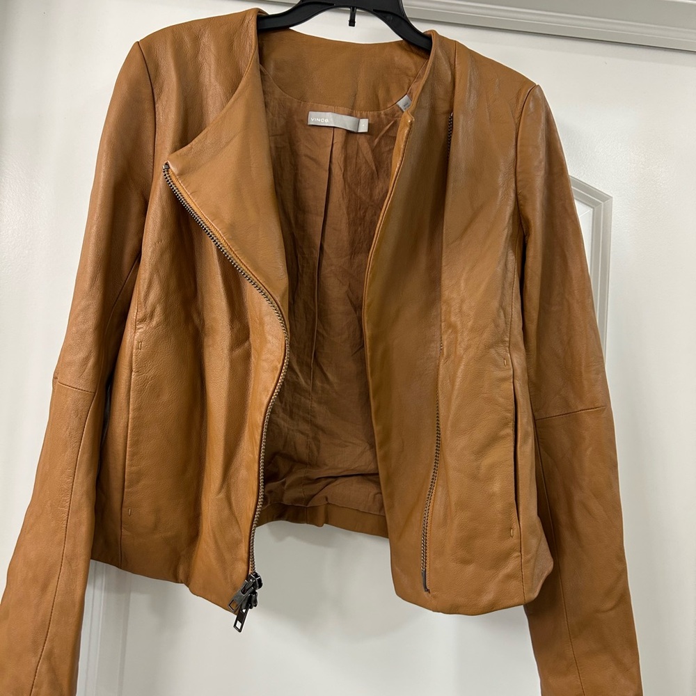Vince chestnut Brown 100% Leather Jacket - Picture 6 of 10